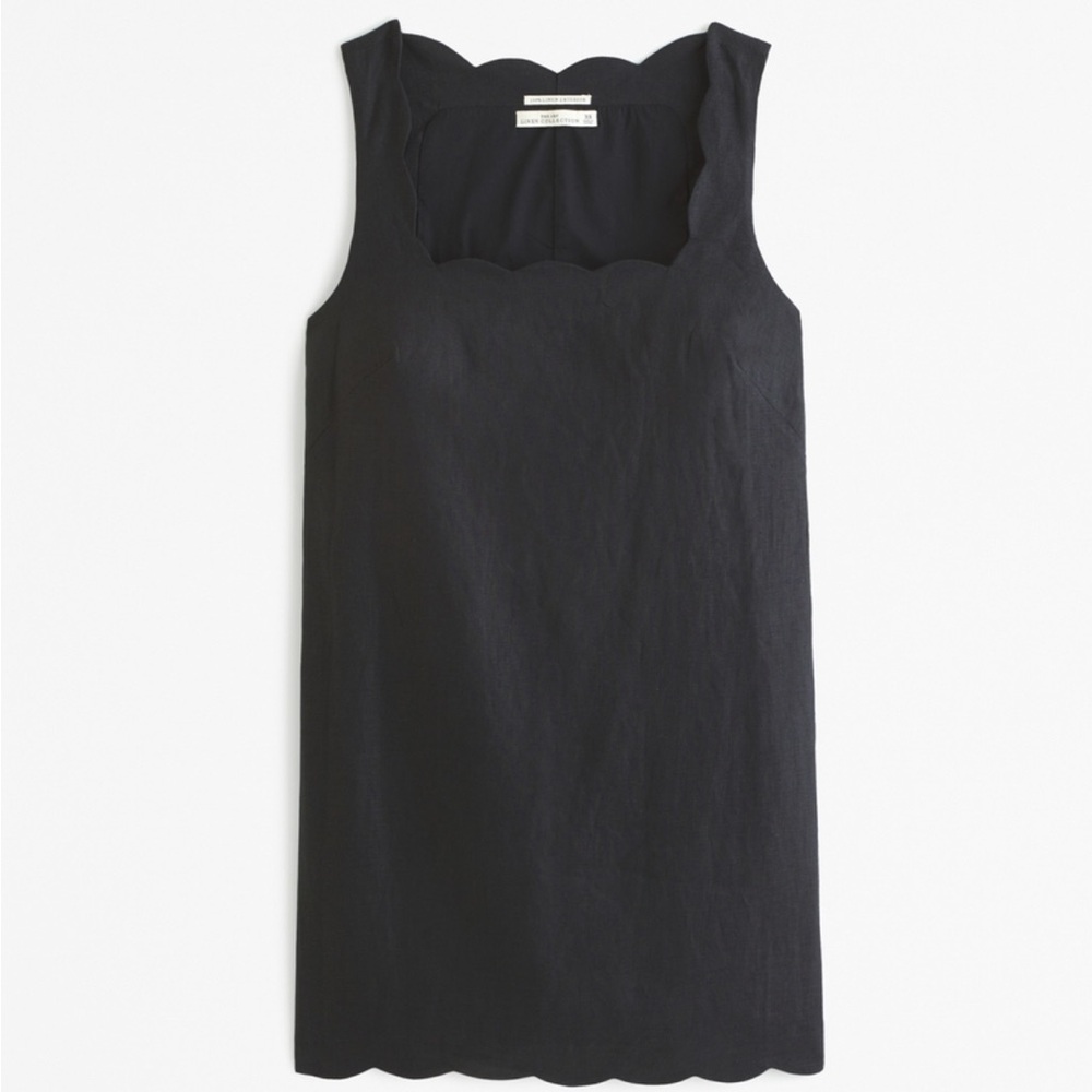 A&F Black Linen Scalloped Mini Dress
